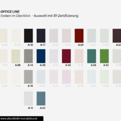 B1 Farbüberblick Akustikstoffe Office Line für runde Absorber Decke, Deckensegel oder Akustikbilder